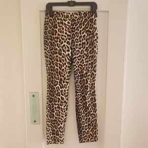 Zara Leopard Print Straight Leg Pants
